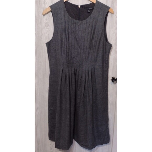 Banana Republic Women Wool Grey fitted sleeveless dress size 14 - Picture 5 of 11